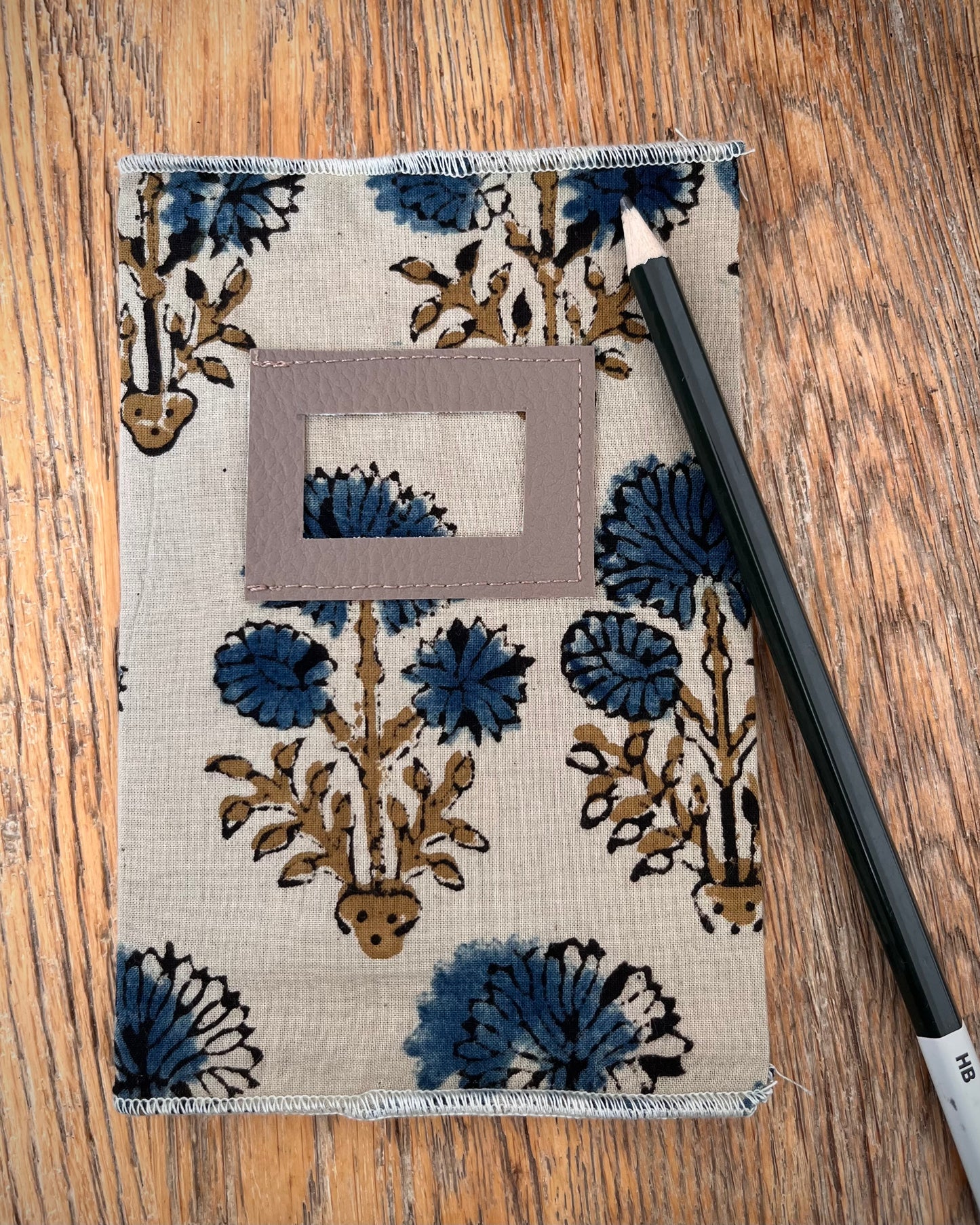 Carnet couverture en tissu imprimé blockprint - Frida
