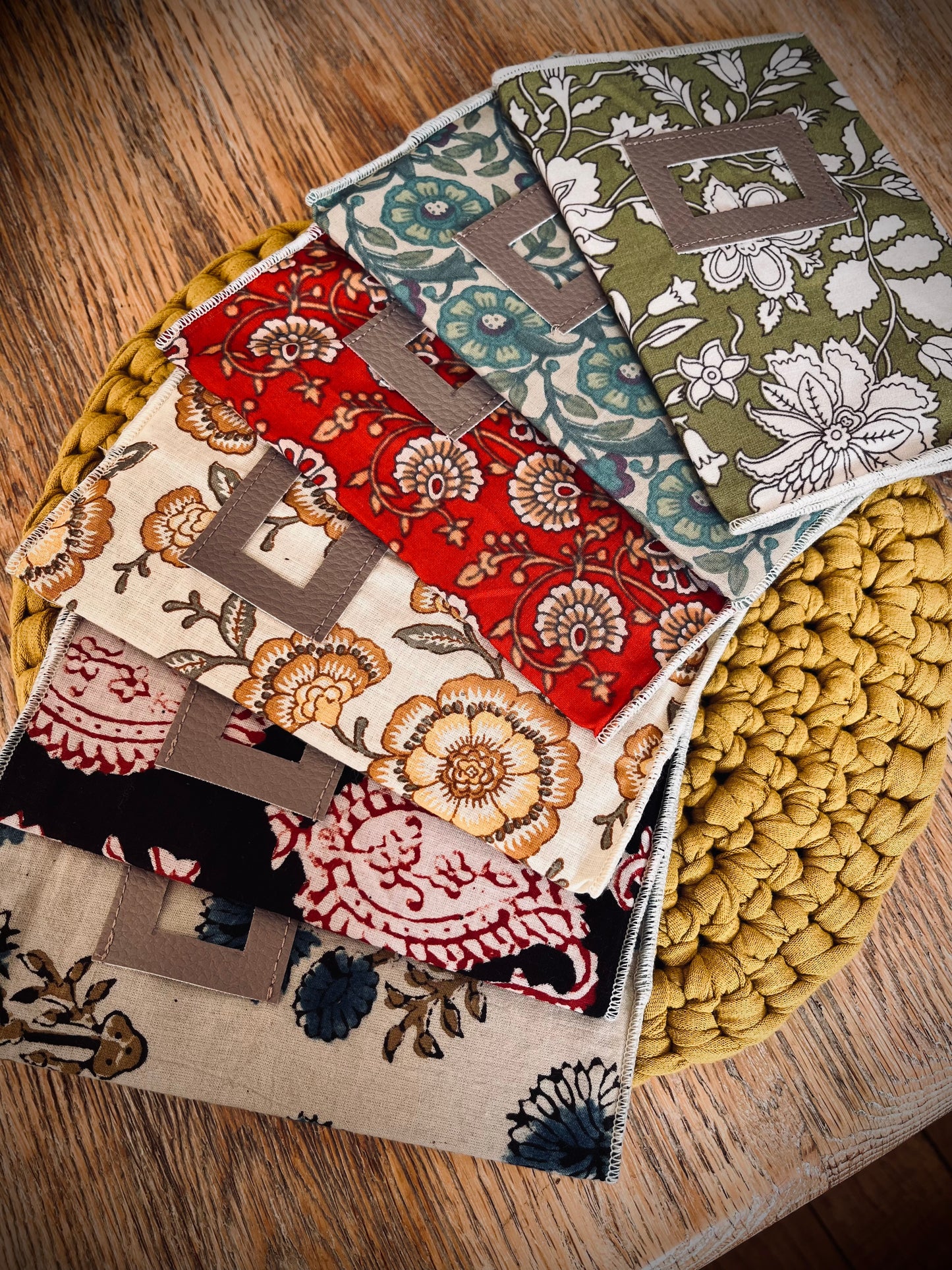 Carnet couverture en tissu imprimé blockprint - Frida