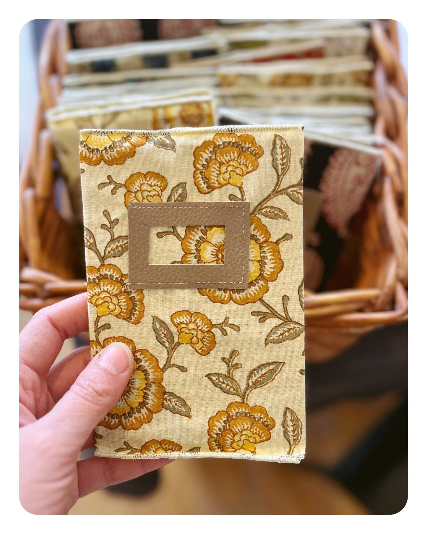 Carnet couverture en tissu imprimé blockprint - Frida