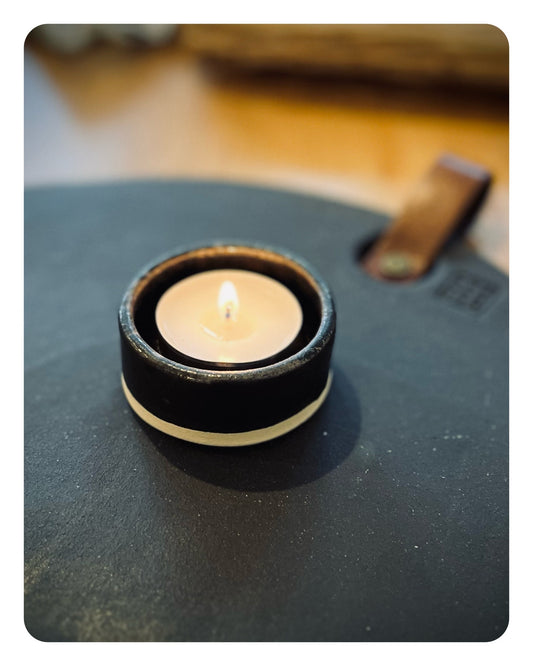 Photophore en grès émail bronze doré